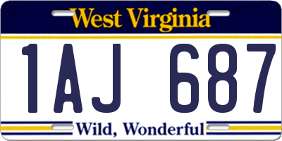 WV license plate 1AJ687