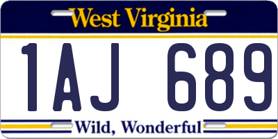 WV license plate 1AJ689