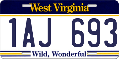 WV license plate 1AJ693