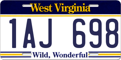 WV license plate 1AJ698