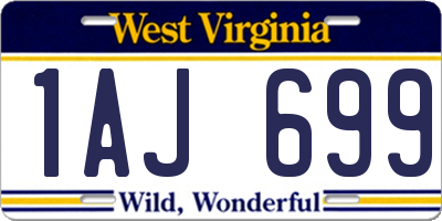 WV license plate 1AJ699