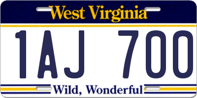 WV license plate 1AJ700