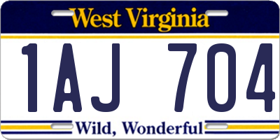 WV license plate 1AJ704