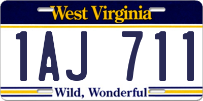 WV license plate 1AJ711