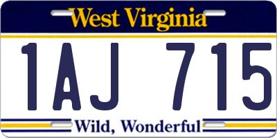 WV license plate 1AJ715