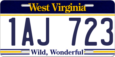 WV license plate 1AJ723