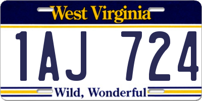 WV license plate 1AJ724