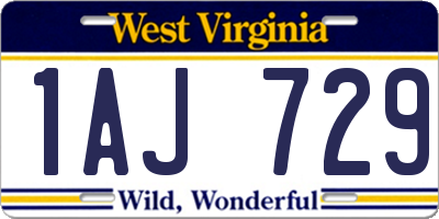 WV license plate 1AJ729