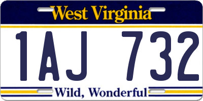 WV license plate 1AJ732