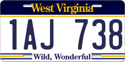 WV license plate 1AJ738