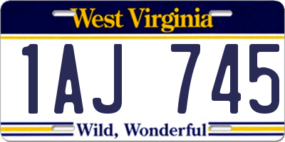 WV license plate 1AJ745