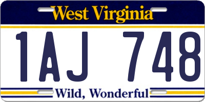 WV license plate 1AJ748