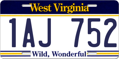 WV license plate 1AJ752