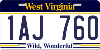 WV license plate 1AJ760