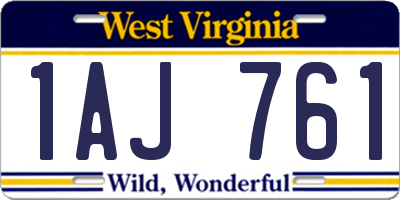 WV license plate 1AJ761