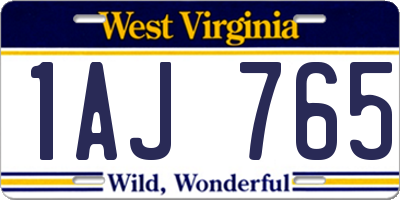 WV license plate 1AJ765