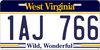 WV license plate 1AJ766