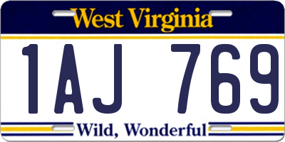 WV license plate 1AJ769