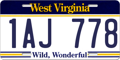 WV license plate 1AJ778