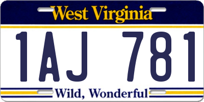 WV license plate 1AJ781