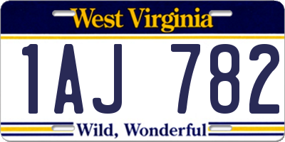 WV license plate 1AJ782