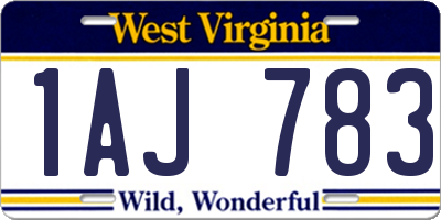 WV license plate 1AJ783