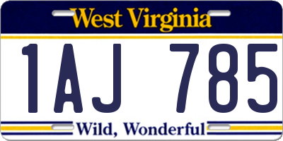 WV license plate 1AJ785