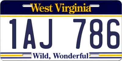 WV license plate 1AJ786