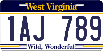 WV license plate 1AJ789