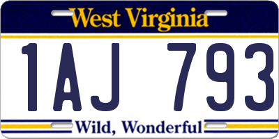 WV license plate 1AJ793