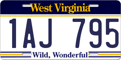 WV license plate 1AJ795