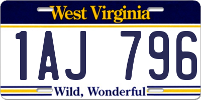 WV license plate 1AJ796