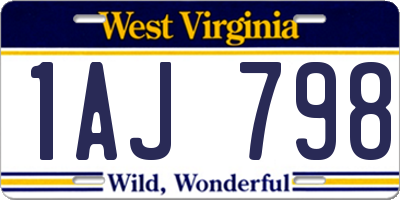 WV license plate 1AJ798