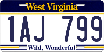 WV license plate 1AJ799