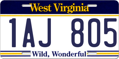 WV license plate 1AJ805