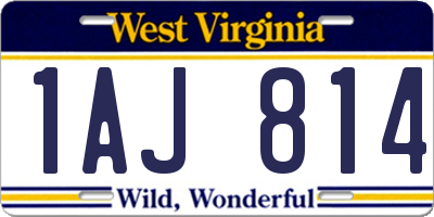 WV license plate 1AJ814