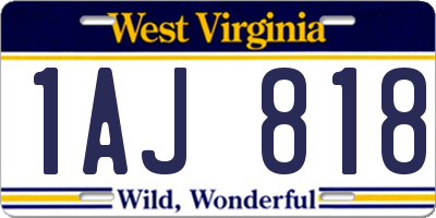 WV license plate 1AJ818