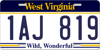 WV license plate 1AJ819