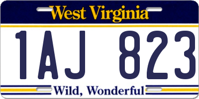 WV license plate 1AJ823