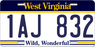 WV license plate 1AJ832