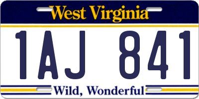 WV license plate 1AJ841