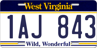 WV license plate 1AJ843