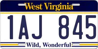 WV license plate 1AJ845