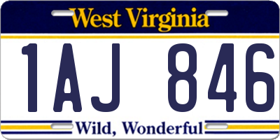 WV license plate 1AJ846