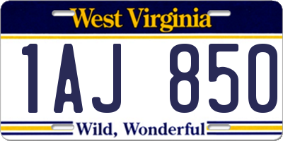 WV license plate 1AJ850