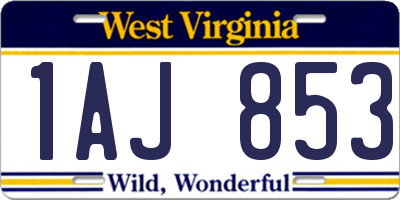 WV license plate 1AJ853