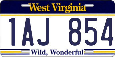 WV license plate 1AJ854