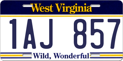 WV license plate 1AJ857