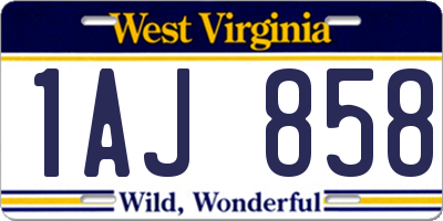 WV license plate 1AJ858