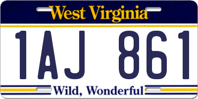 WV license plate 1AJ861